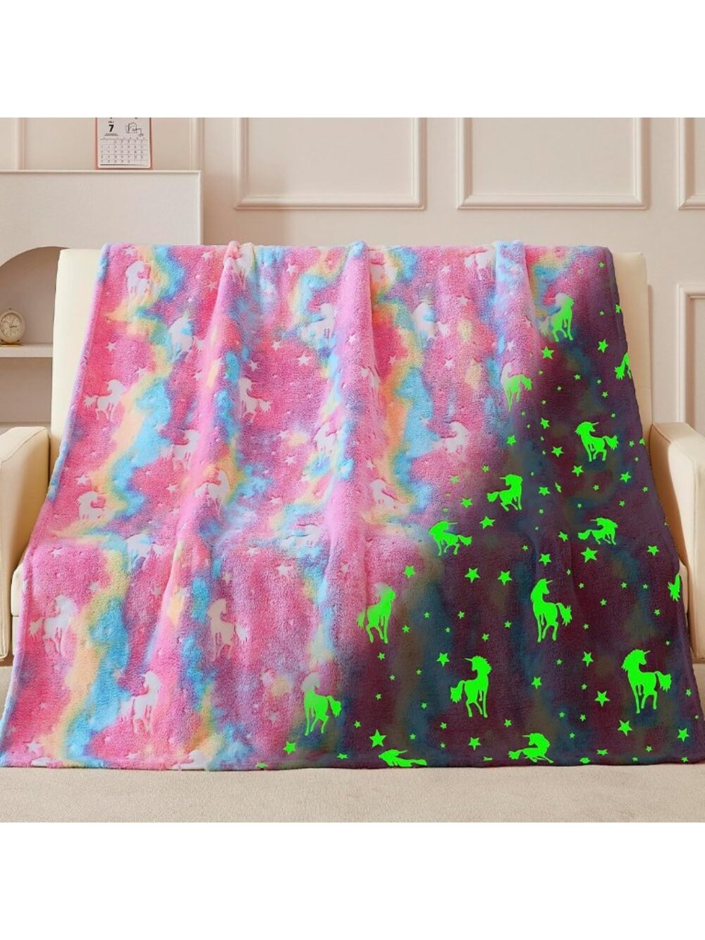 Glow in the Dark Unicorn Blanket - Soft Throw for Girls 3-12, Perfect Birthday
